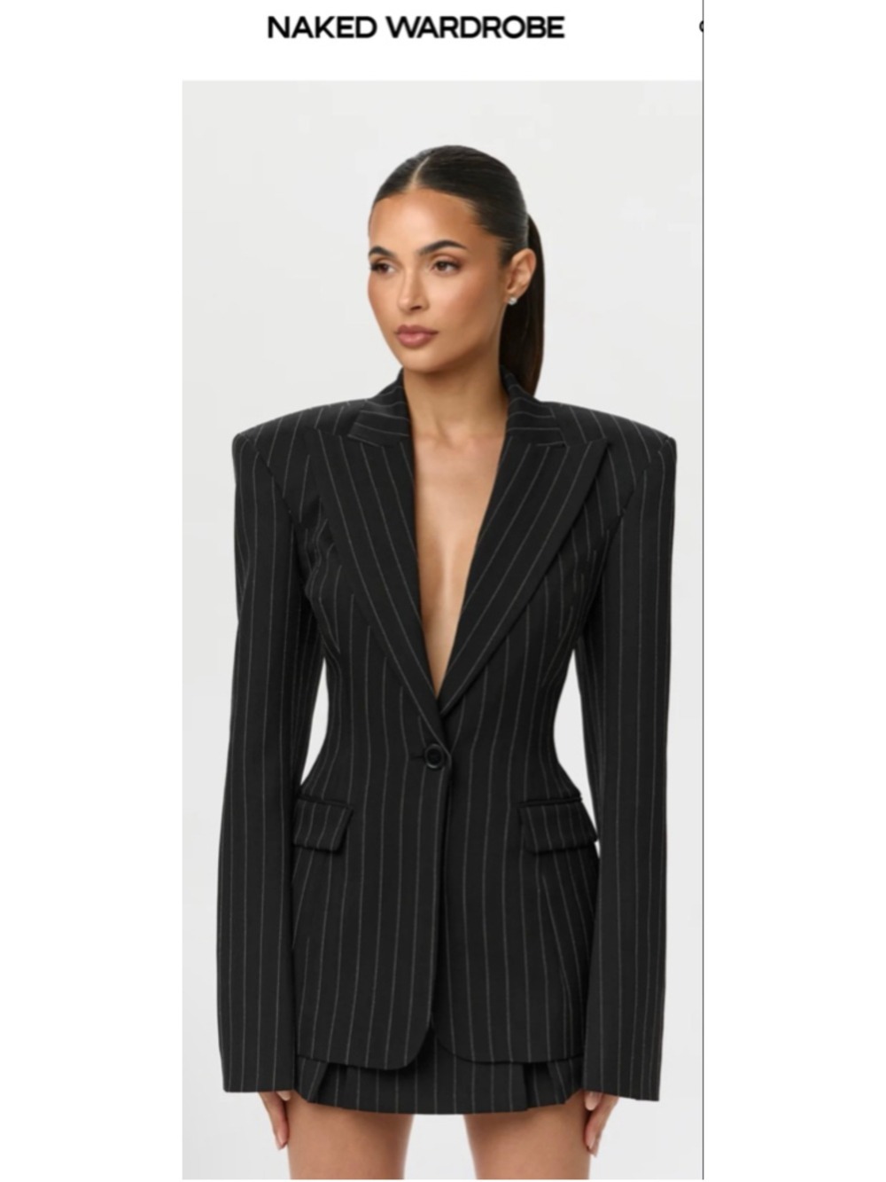NWOT NAKED WARDROBE Black Pinstripe Blazer XL $168